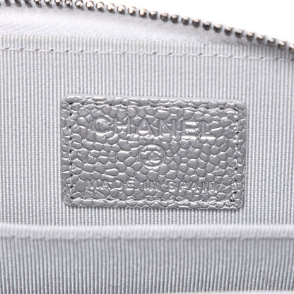 Chanel Metallic Caviar Quilted Zip Coin Purse Silver 6 of 8
