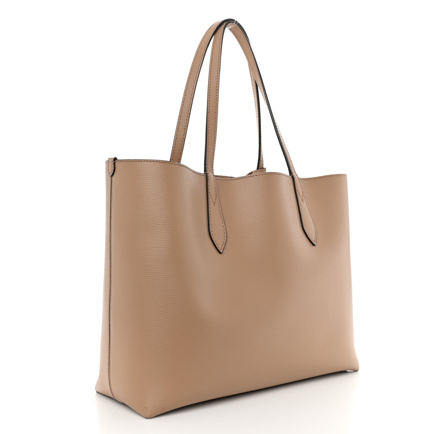 Grainy Calfskin Haymarket Check Medium Reversible Tote Camel