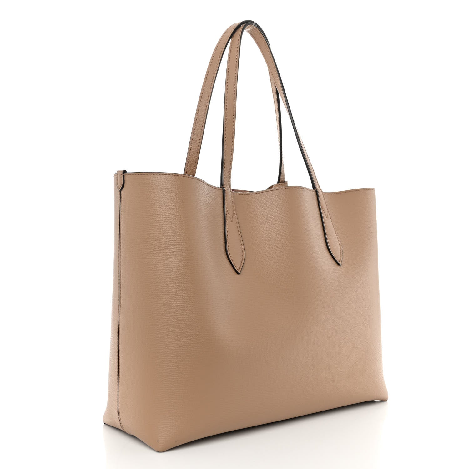 Burberry Grainy Calfskin Haymarket Check Medium Reversible Tote Camel 4 of 16