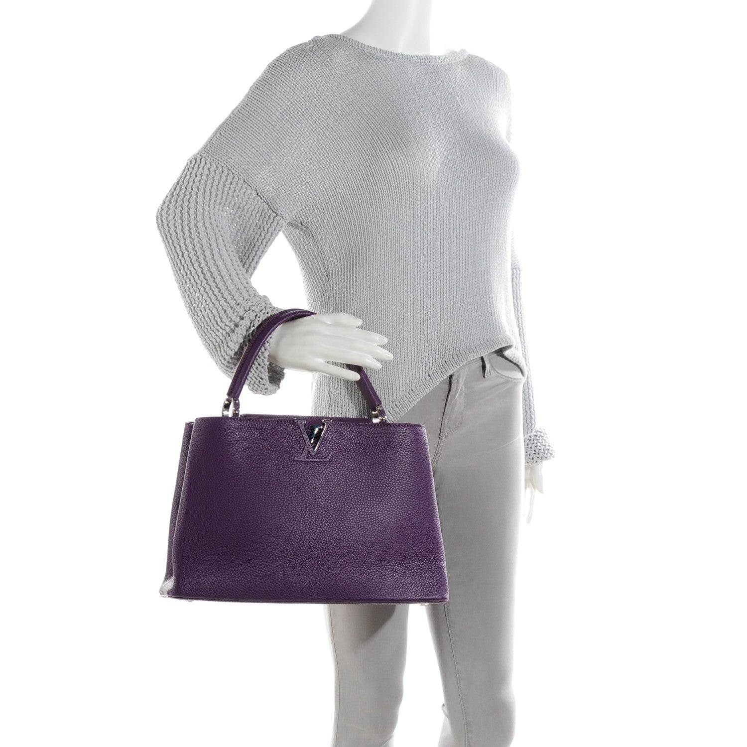 Louis Vuitton Taurillon Capucines MM Violet 2 of 7