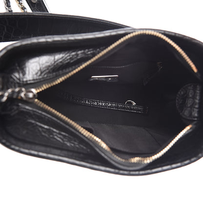 Chanel Calfskin Crocodile Embossed Small Gabrielle Cocodile Hobo Black 7 of 12