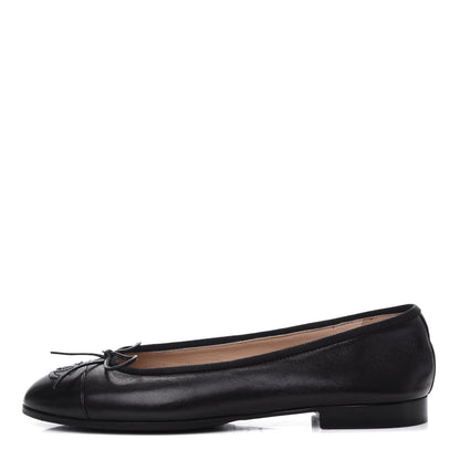 Chanel Lambskin Cap Toe Ballerina Flats 37 Black 1 of 11