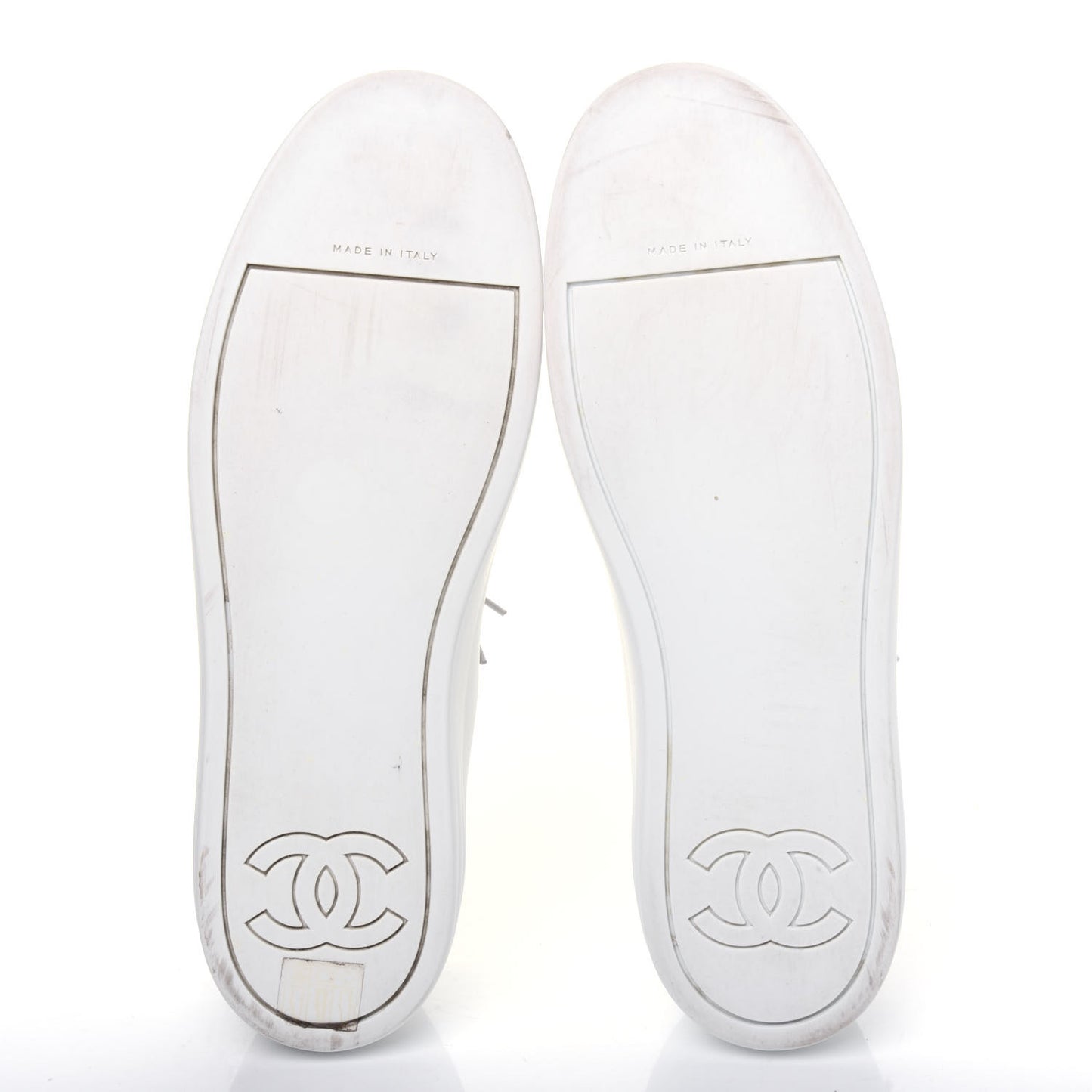 Calfskin Velvet Womens CC Sneakers 41.5 White Silver