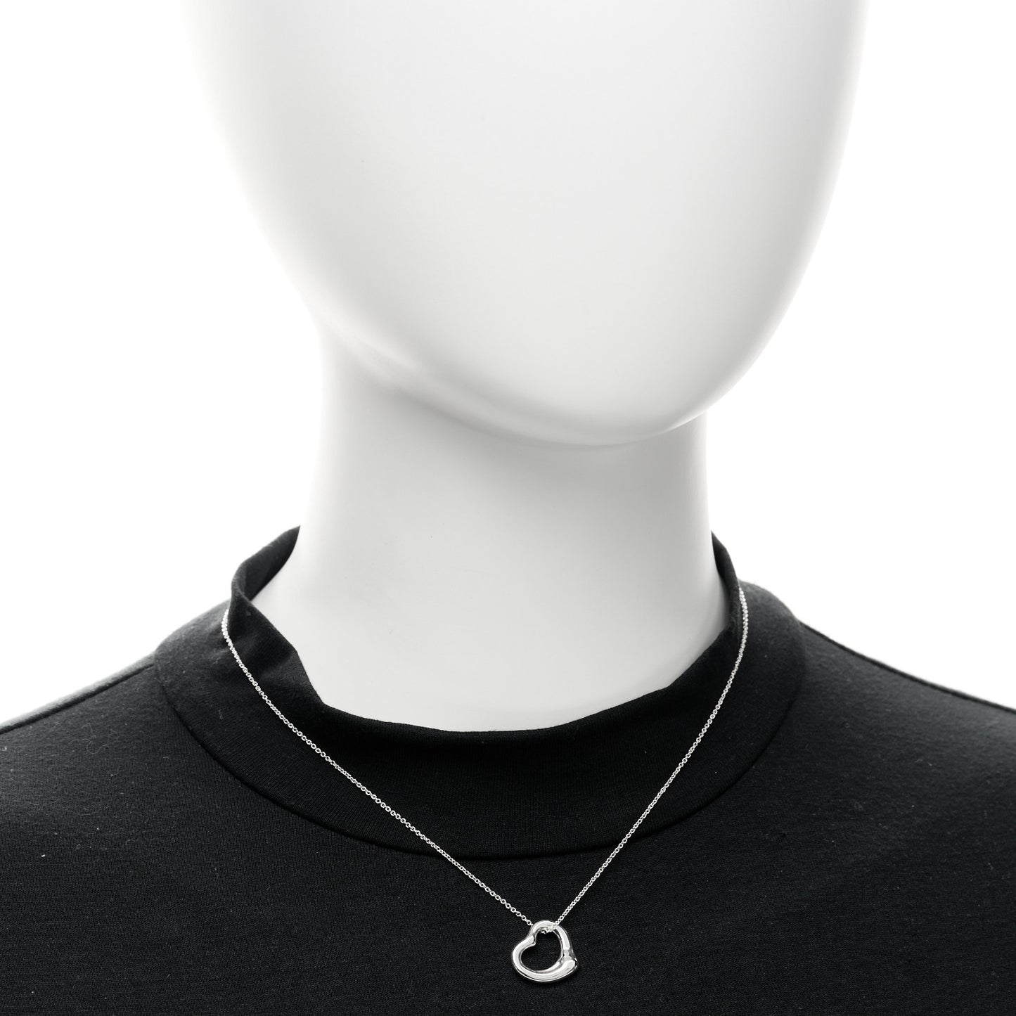 Sterling Silver 16mm Elsa Peretti Open Heart Pendant Necklace