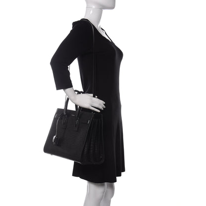Saint Laurent Lizard Embossed Calfskin Small Sac De Jour Black 2 of 9