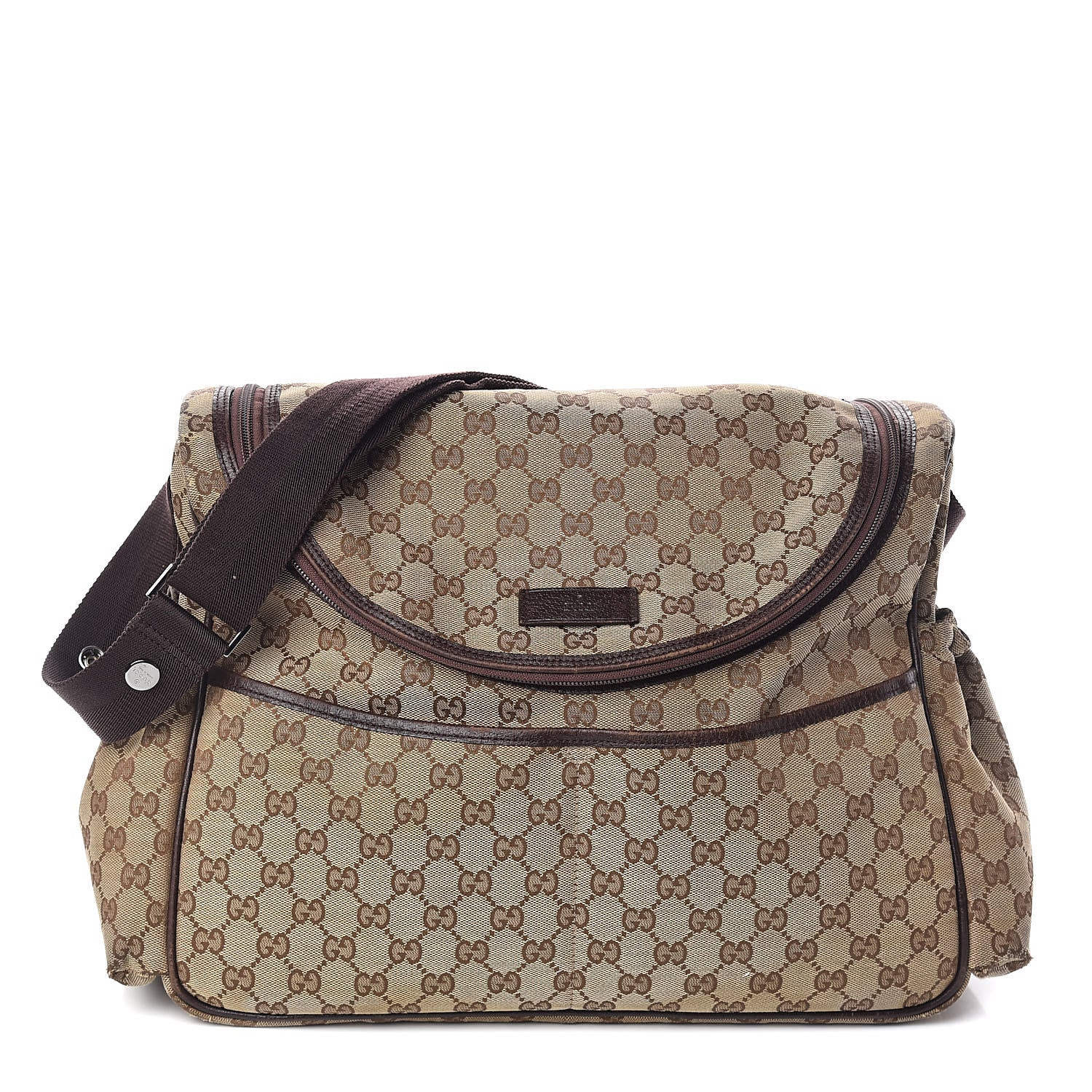 Gucci Monogram Natural Pigskin Large Diaper Bag Beige Ebony Cocoa Dark Chocolate 3 of 10
