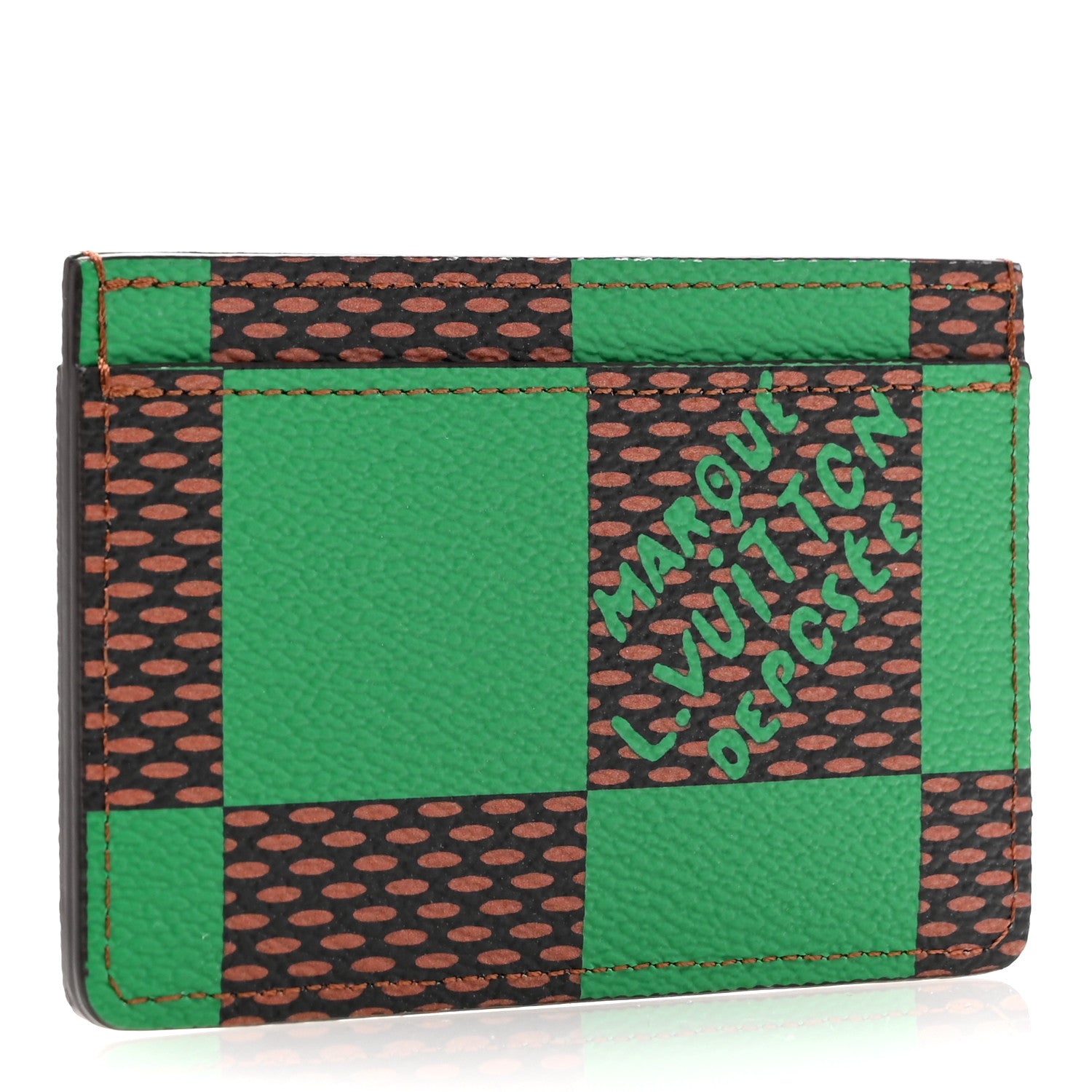 Louis Vuitton Damier Pop Porte Cartes Simple Card Holder Green 3 of 6