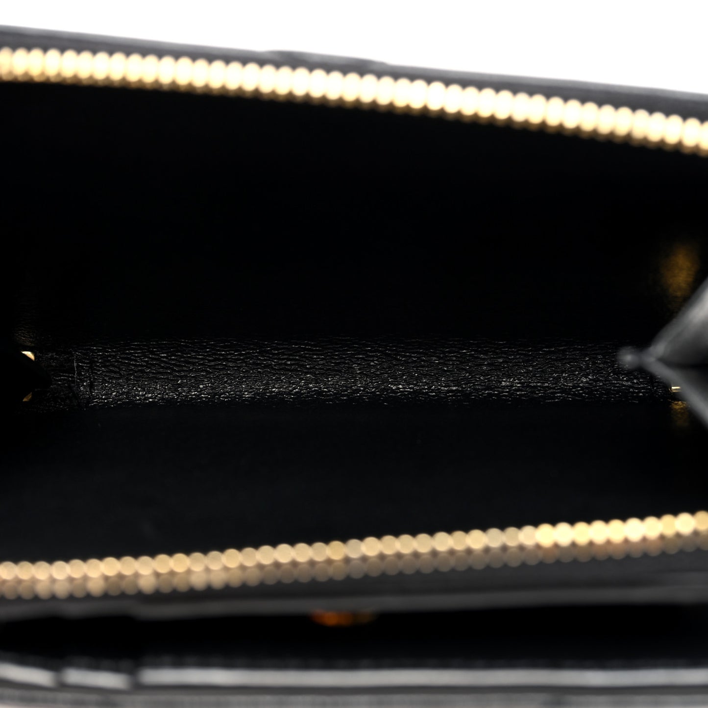 Lambskin Matelasse Chevron Monogram Compact Zip Around Wallet Black