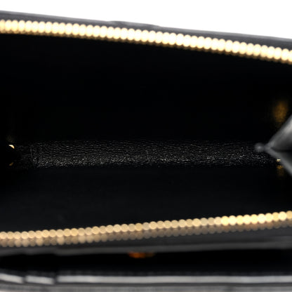 Saint Laurent Lambskin Matelasse Chevron Monogram Compact Zip Around Wallet Black 6 of 8