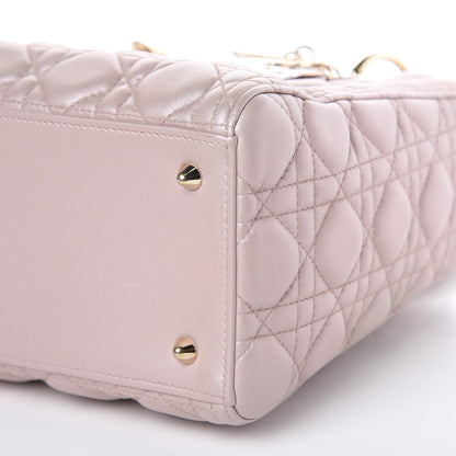 Christian Dior Pearly Lambskin Cannage Medium Lady Dior Lotus 9 of 12