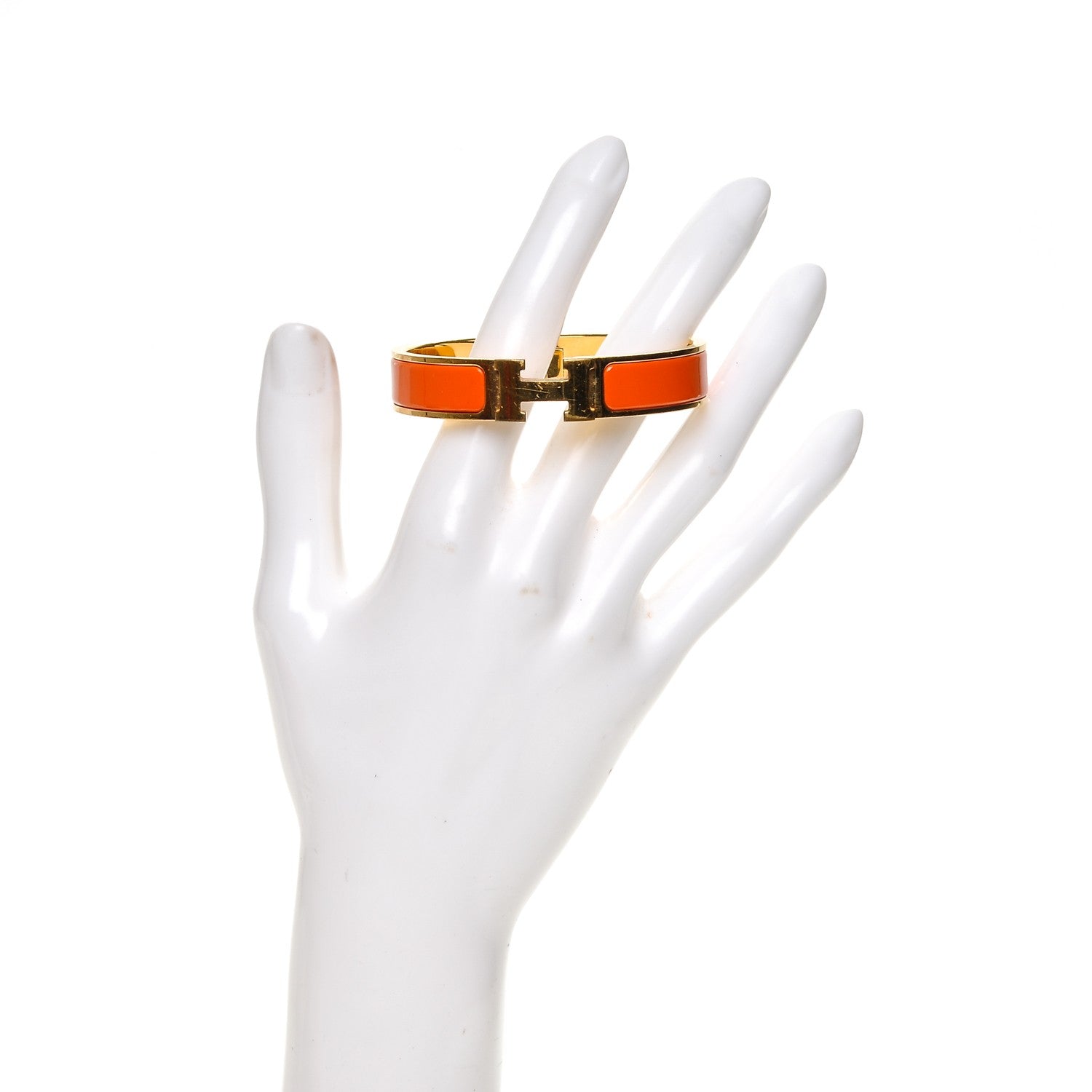 Hermes Enamel Narrow Clic Clac H Bracelet PM Orange 2 of 5