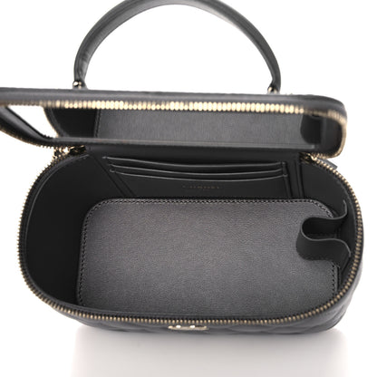 Chanel Lambskin Quilted Small Top Handle Vanity Case With Chain Dark Grey 4 of 10