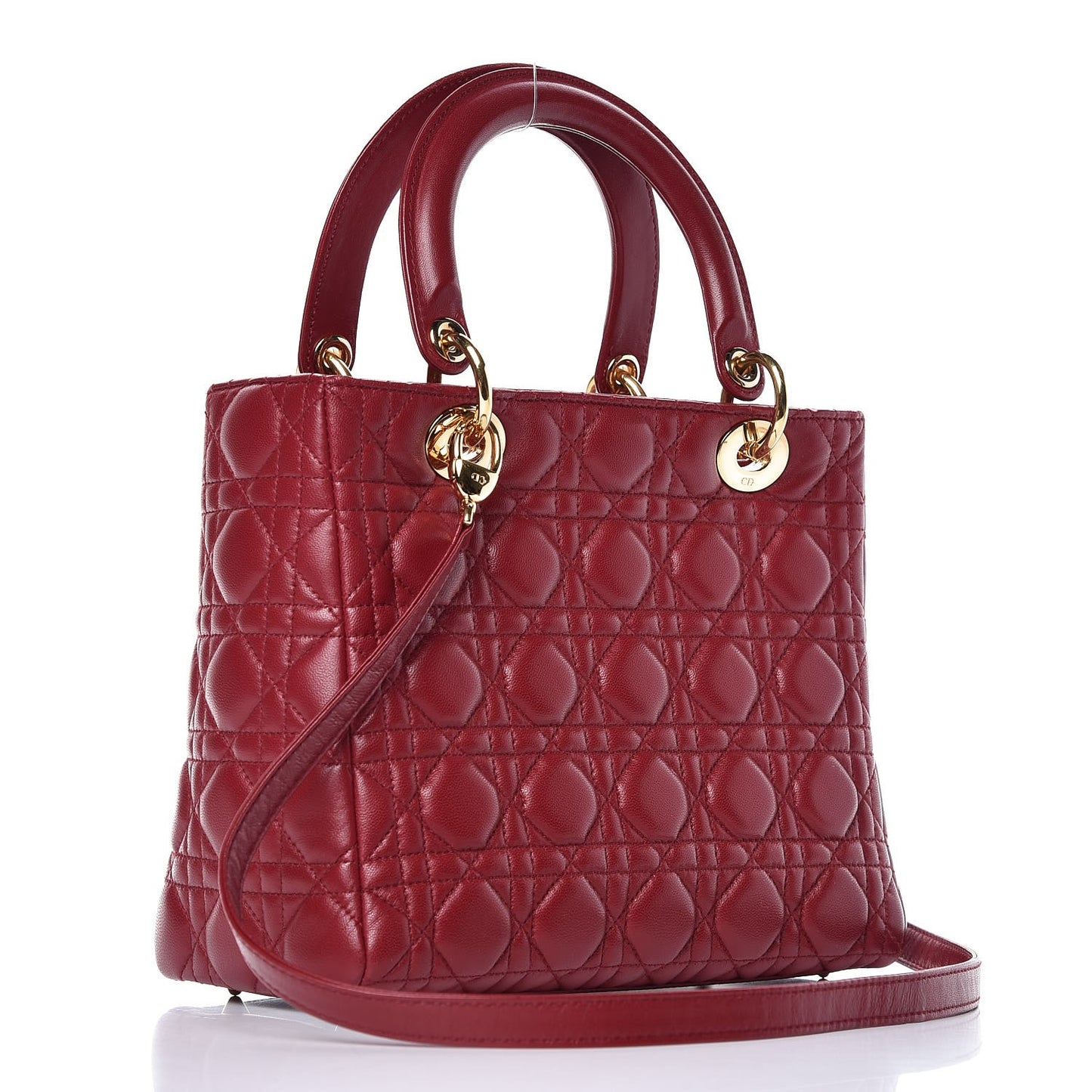 Lambskin Cannage Medium Lady Dior Red