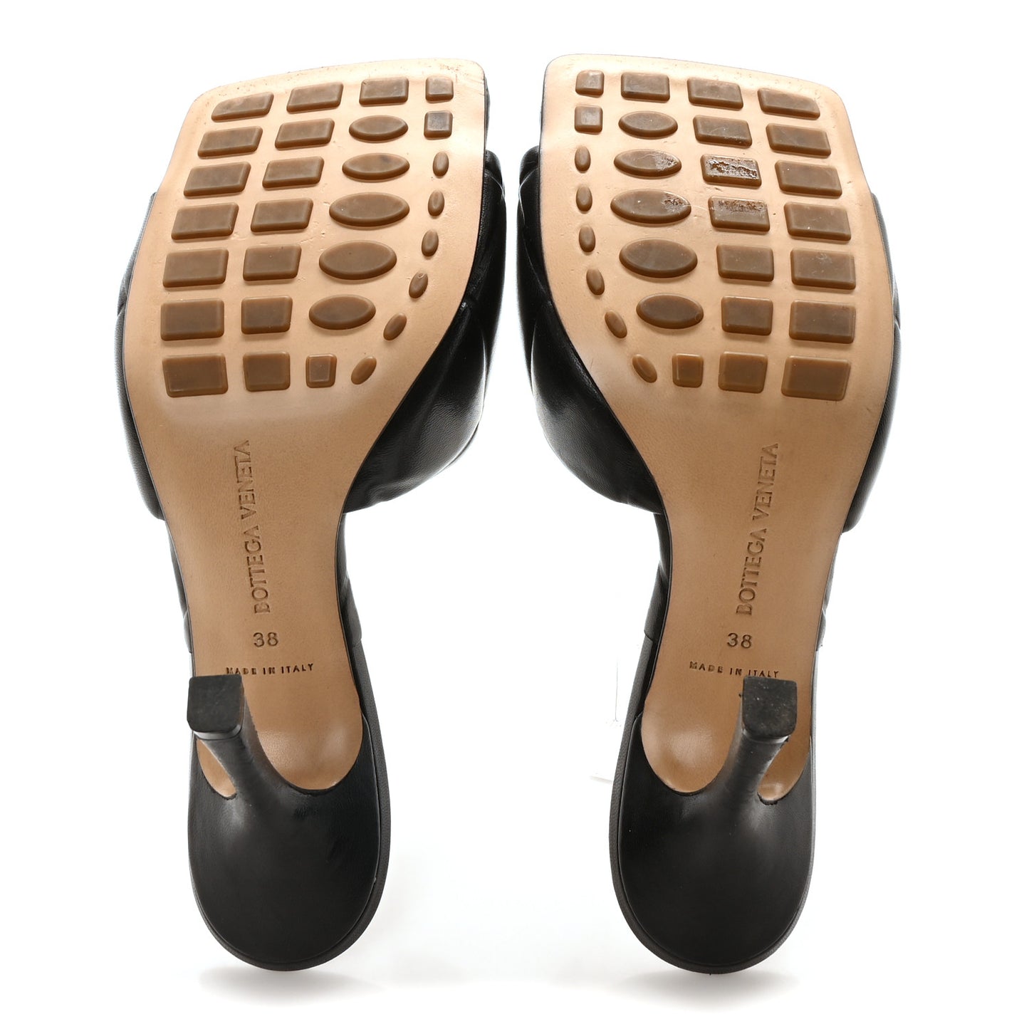 Nappa Quilted Rubber Lido Mule Sandals 38 Black