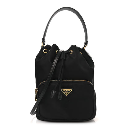 Prada Nylon Vela Saffiano Mini Bucket Crossbody Bag Black 1 of 11