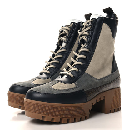 Louis Vuitton Suede Calfskin Monogram Platform Desert Boots 37 Dark Gray 3 of 8