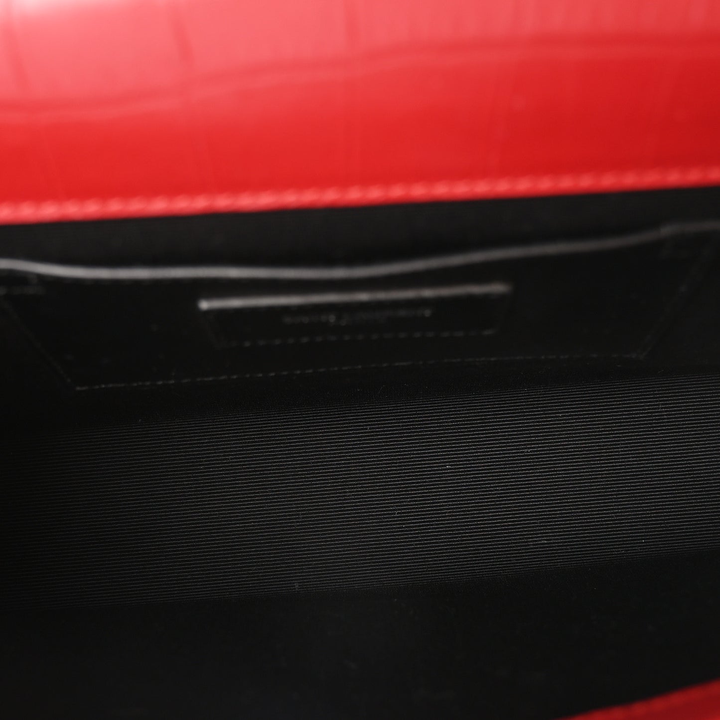 Calfskin Crocodile Embossed Medium Classic Monogram Kate Tassel Satchel New Red