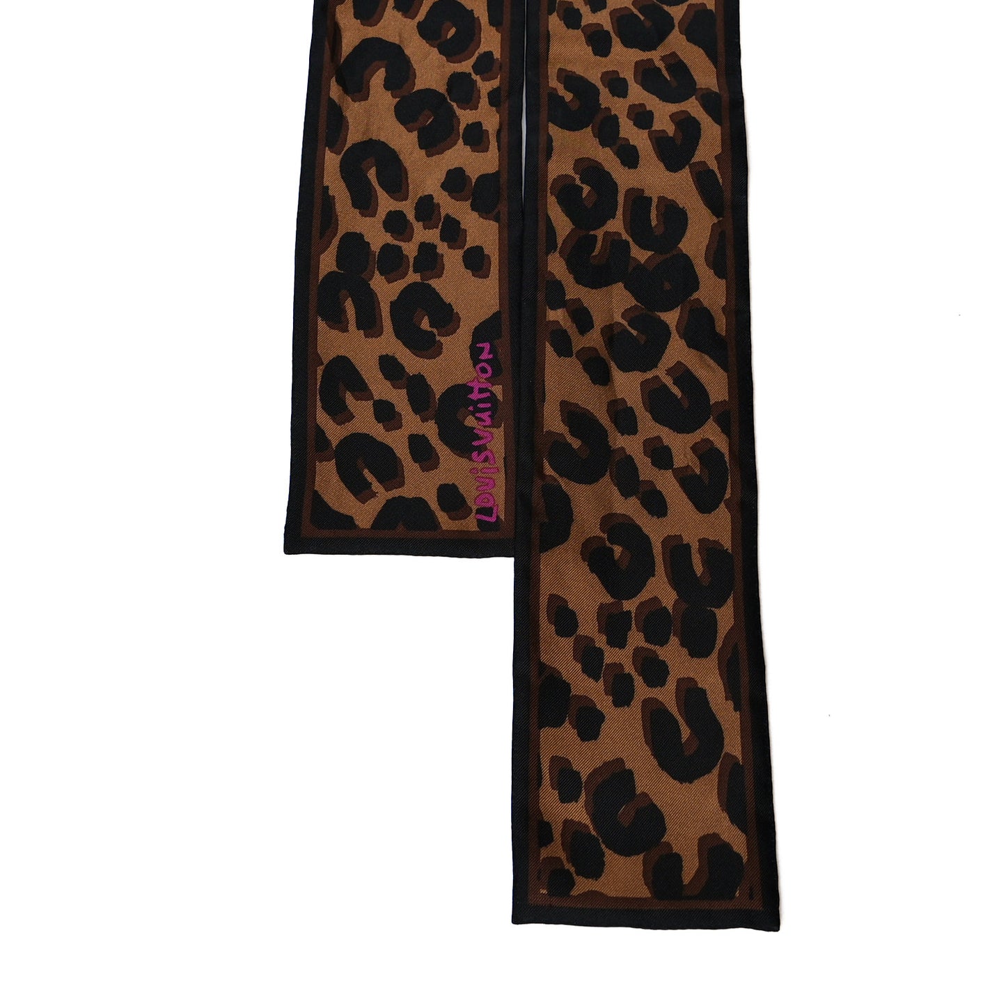 Silk Leopard Bandeau Scarf Marron