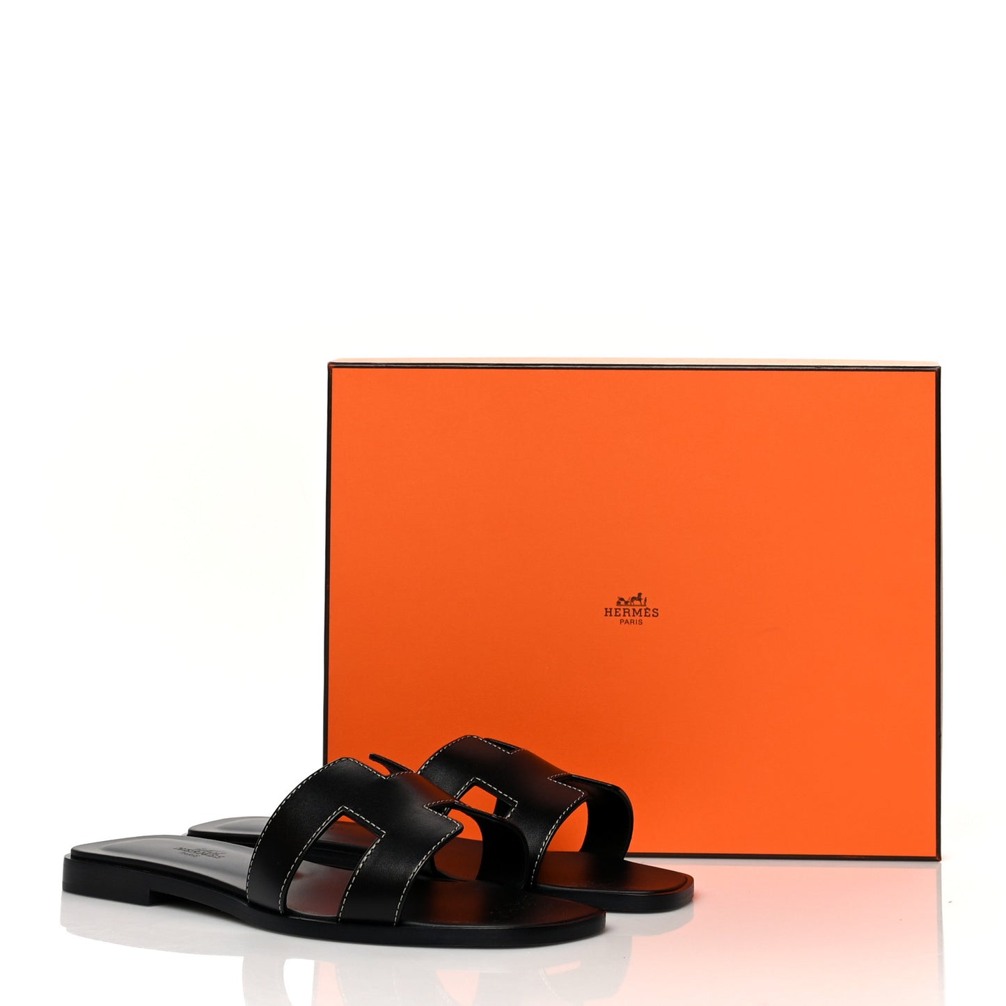 Box Calfskin Oran Sandals 38 Black