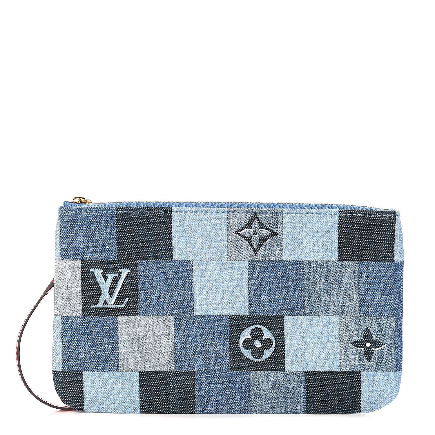 Louis Vuitton Denim Damier Monogram Patchwork Neverfull MM Pochette Blue Rouge 1 of 7