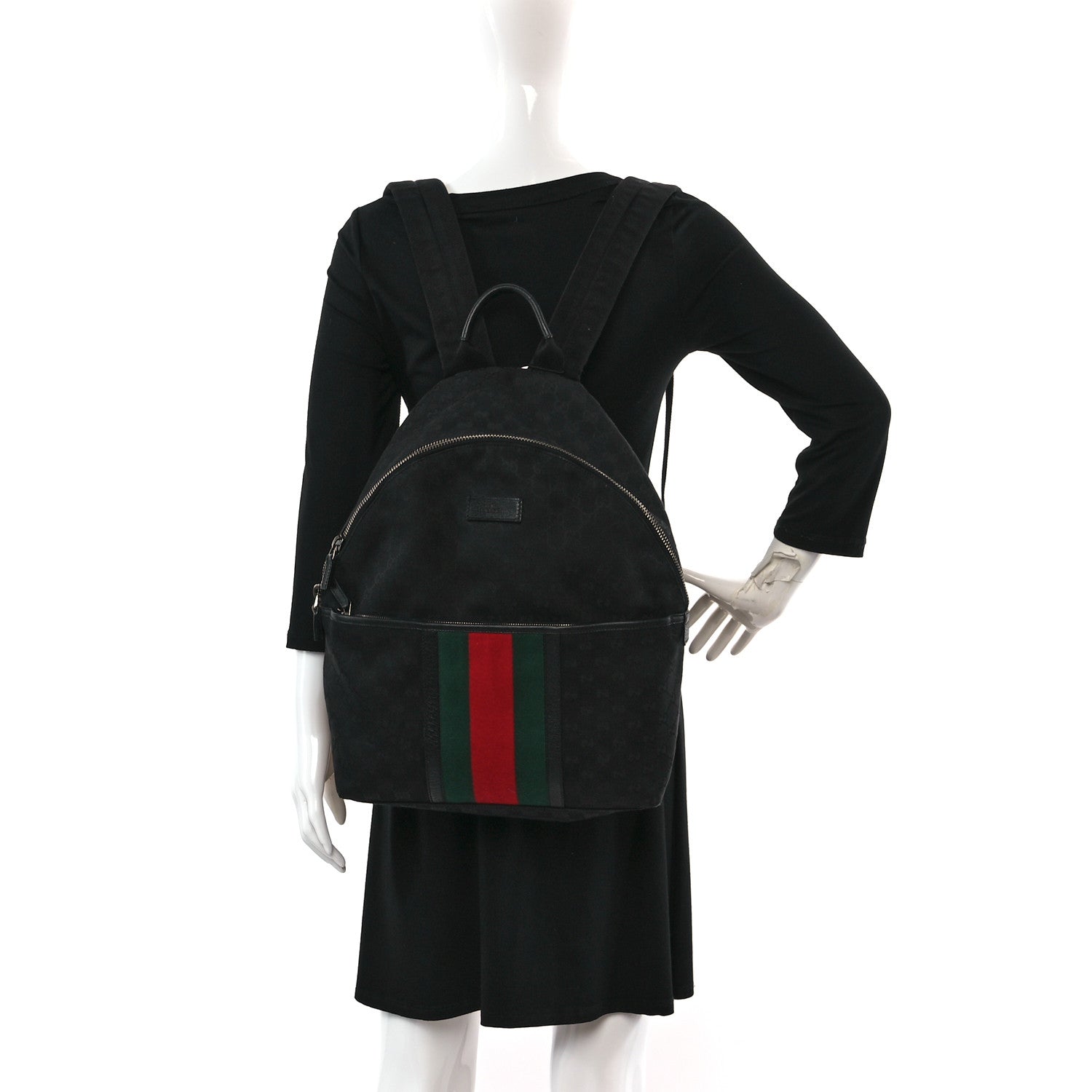 Gucci GG Monogram Web Medium Classic Backpack Black 3 of 10