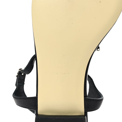 Chanel Lambskin CC Chain Thong Sandals 40 Black 6 of 8