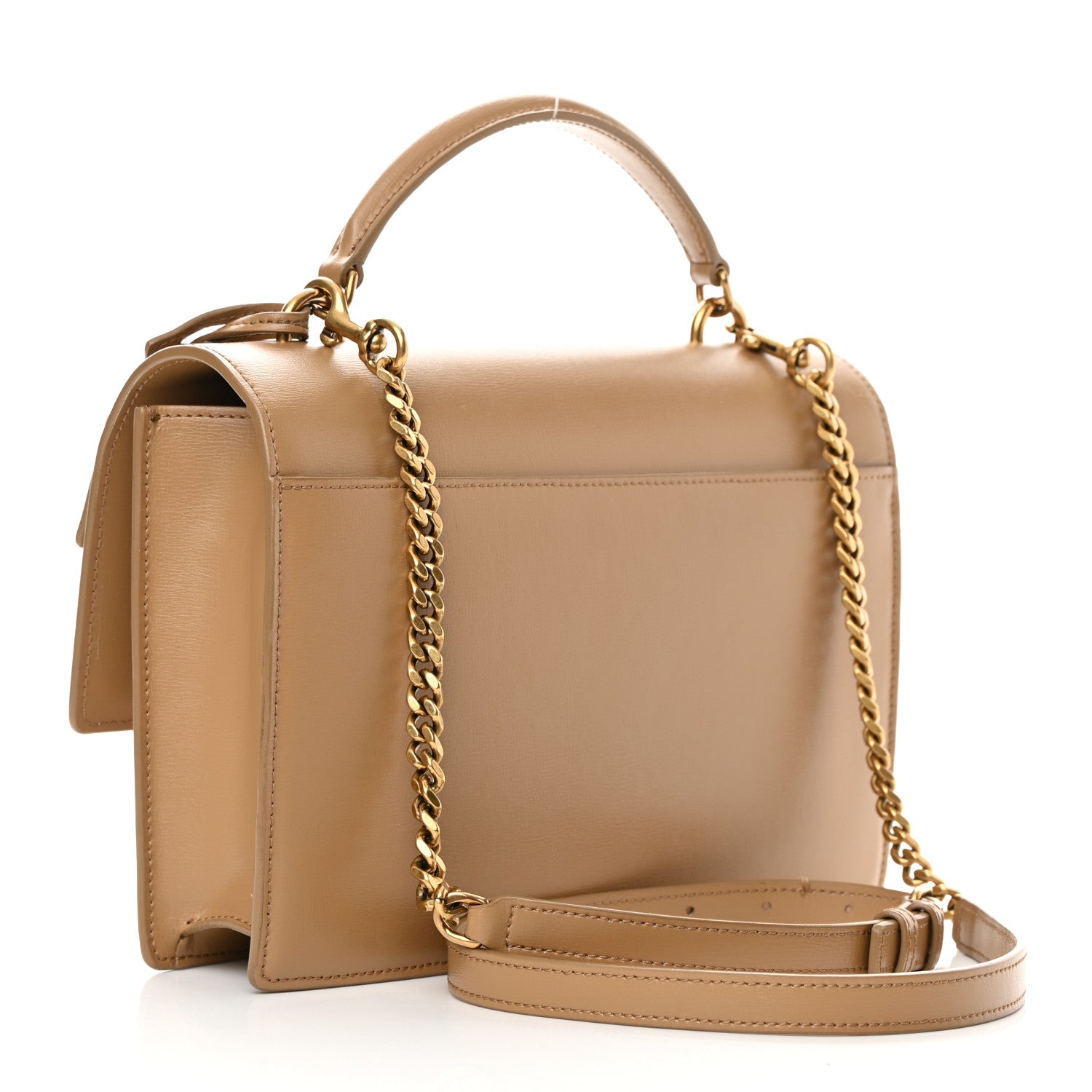 Saint Laurent Smooth Calfskin Medium Monogram Sunset Satchel Natural Tan 3 of 11