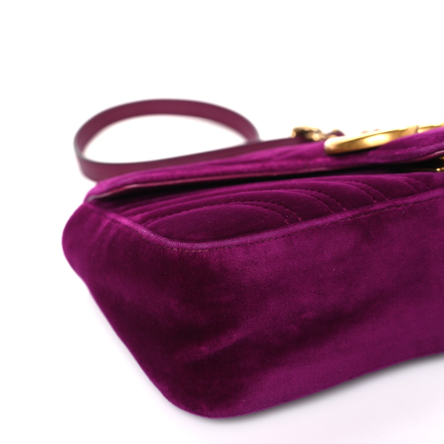 Gucci Velvet Matelasse Small GG Marmont Shoulder Bag Fuchsia Violet Cyclamen 8 of 9