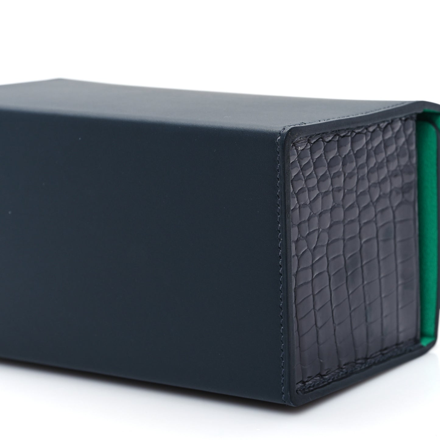 Vache Hunter Shiny Crocodile Petit H Box Bag Caban Black Menthe