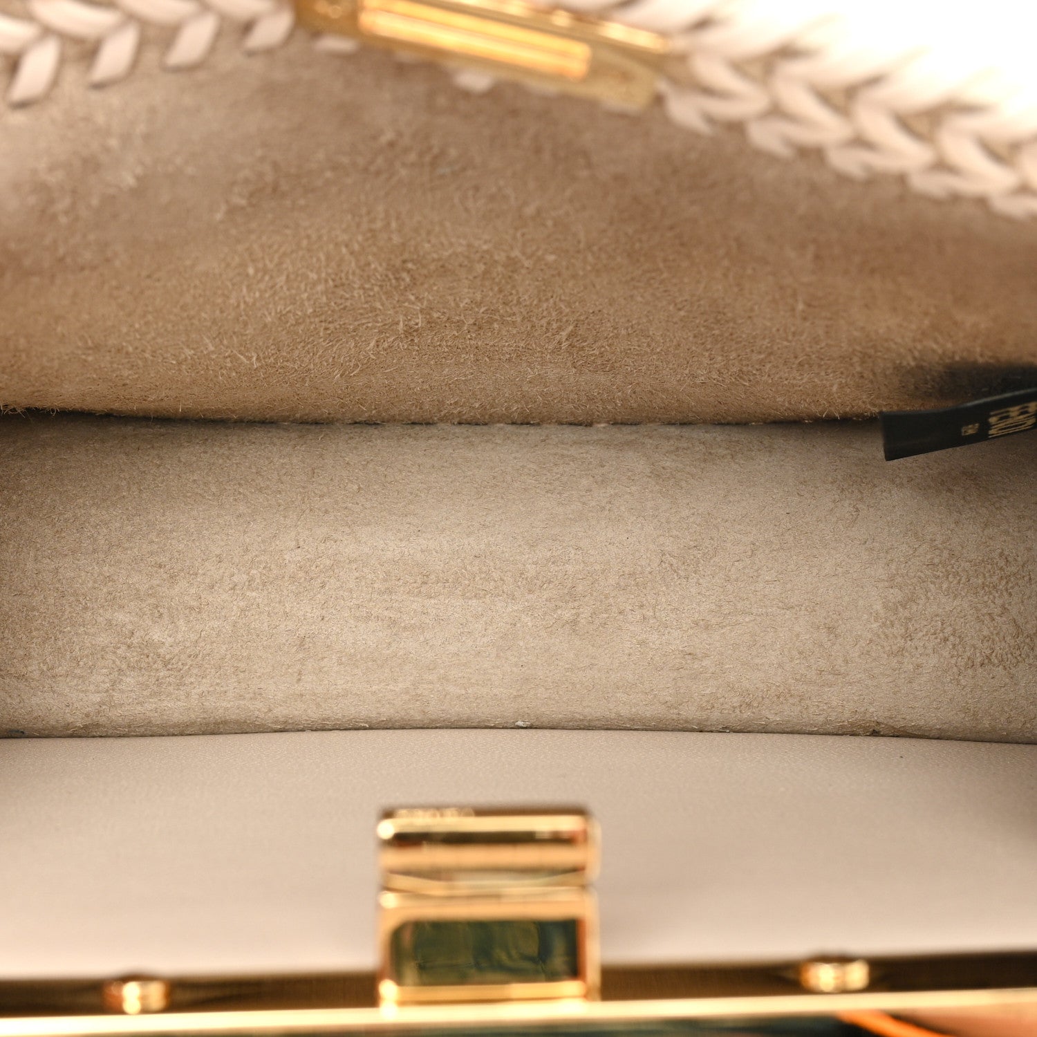 Fendi Vitello King Shiny Nappa Intreccio Petite Peekaboo I SEE U Satchel Camelia 5 of 16