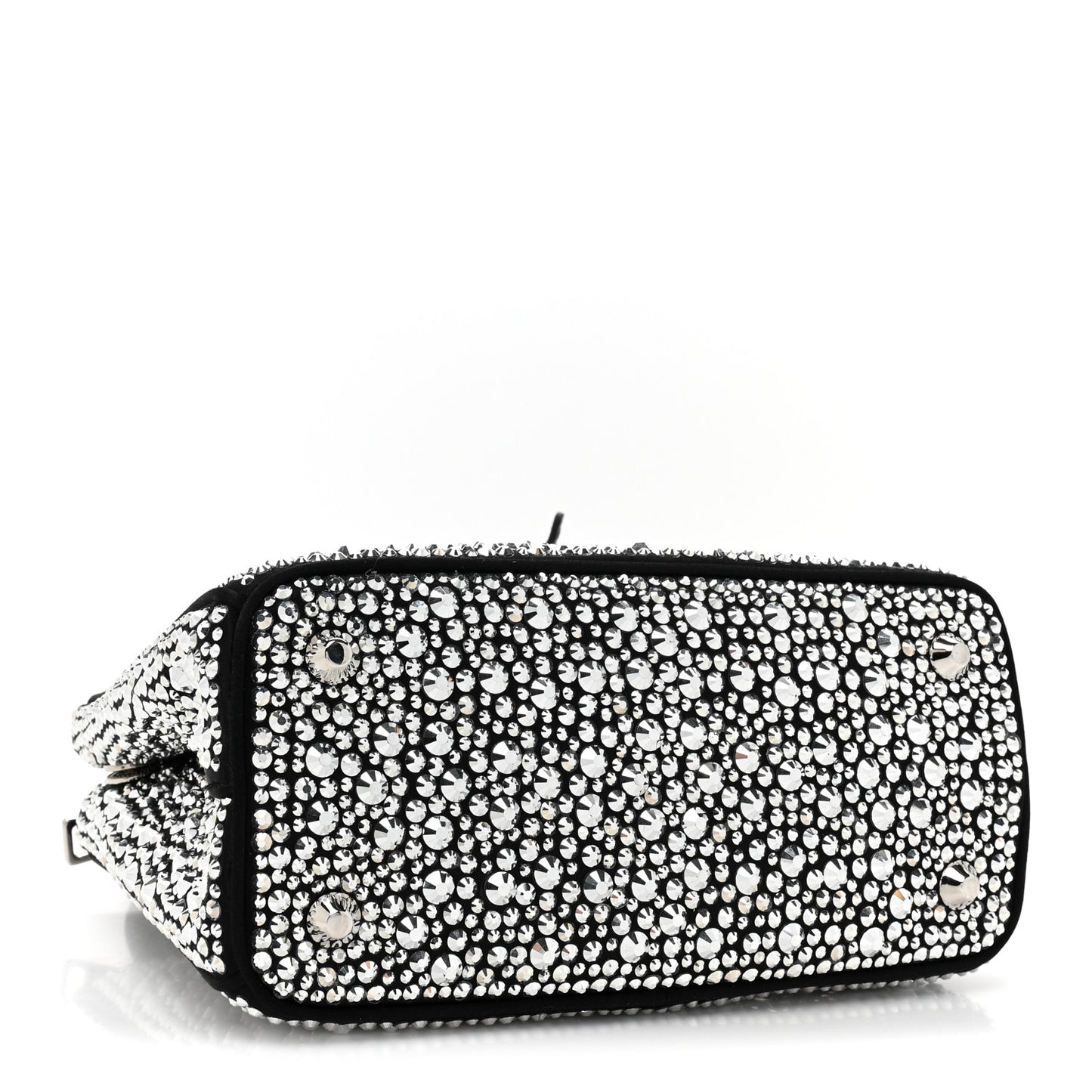 Satin Crystal Mini Galleria Double Zip Tote Metal