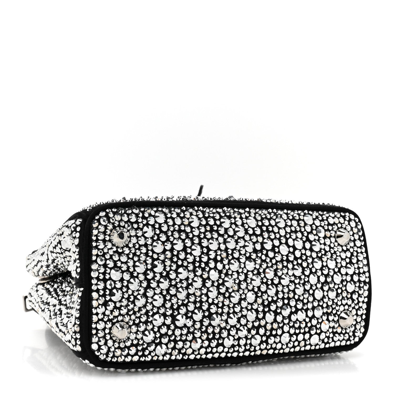 Prada Satin Crystal Mini Galleria Double Zip Tote Metal 4 of 12