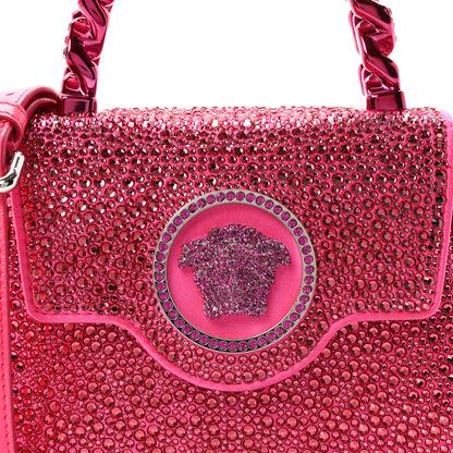Versace Satin Crystal Studded Mini La Medusa Bag Tropical Pink 7 of 9