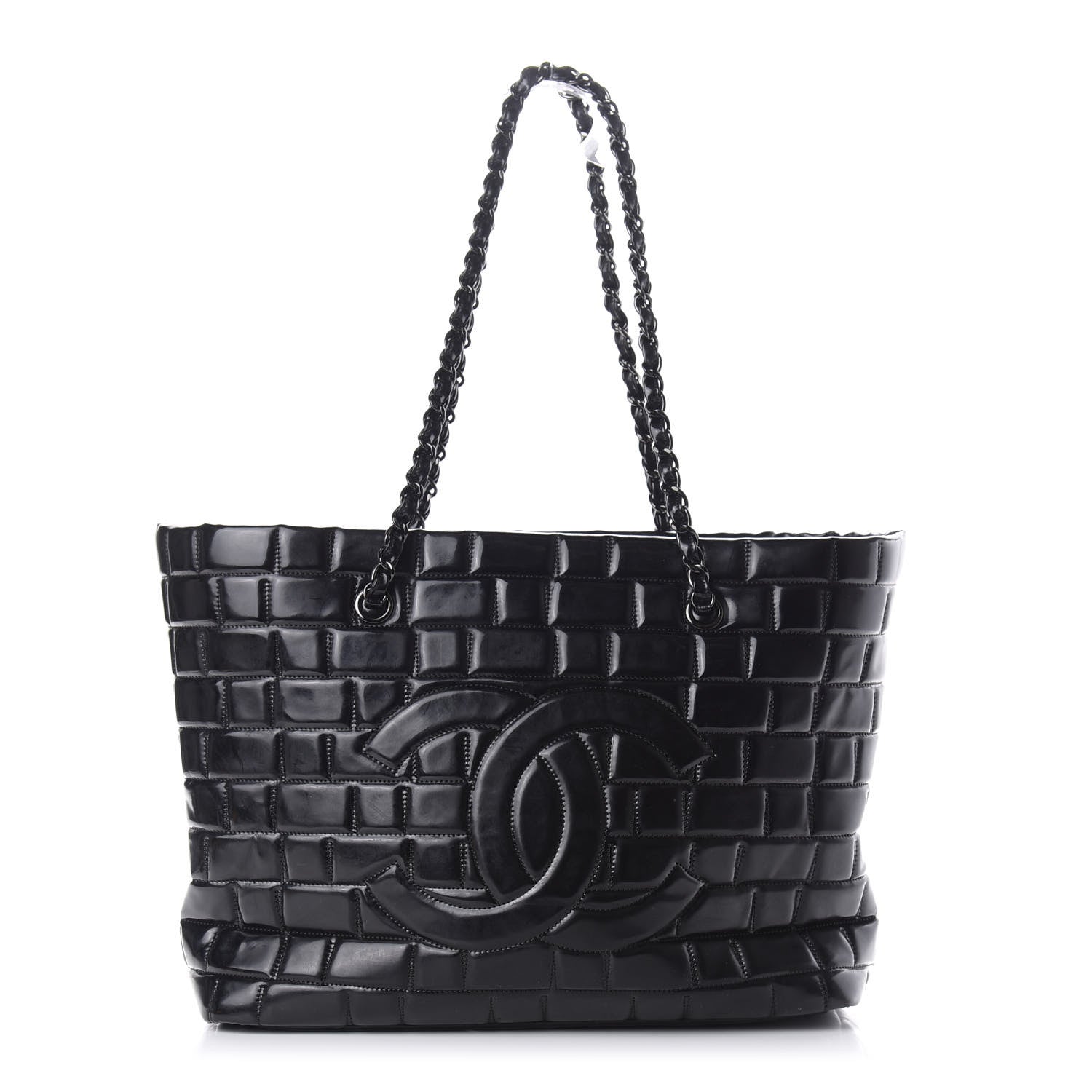 Chanel Vinyl Quilted Frozen Shopping Tote Black 1 of 12