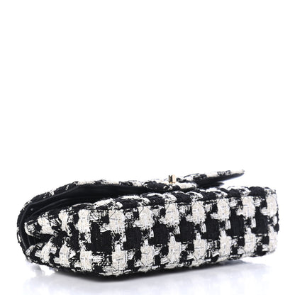Chanel Tweed Quilted Medium Double Flap Black Ecru White 3 of 4
