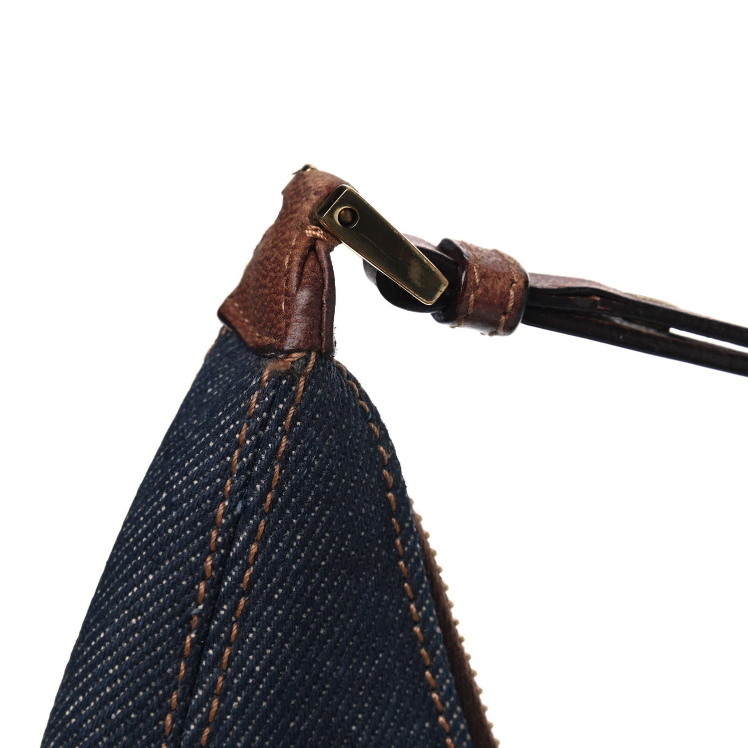 Christian Dior Denim Calfskin Street Chic Hobo Blue Brown 8 of 10