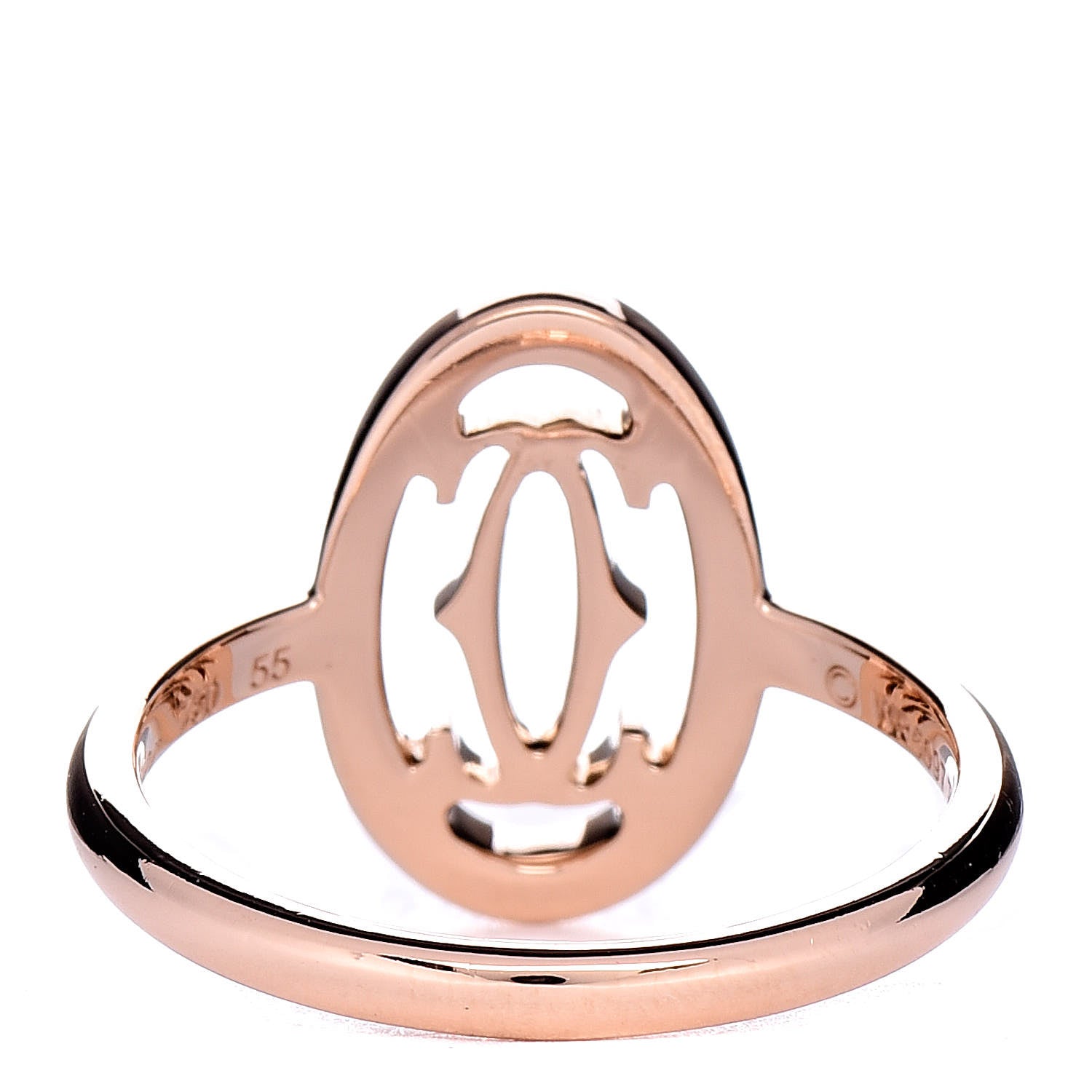 Cartier 18K Pink Gold Diamond Logo Double C Ring 55 7.25 4 of 7