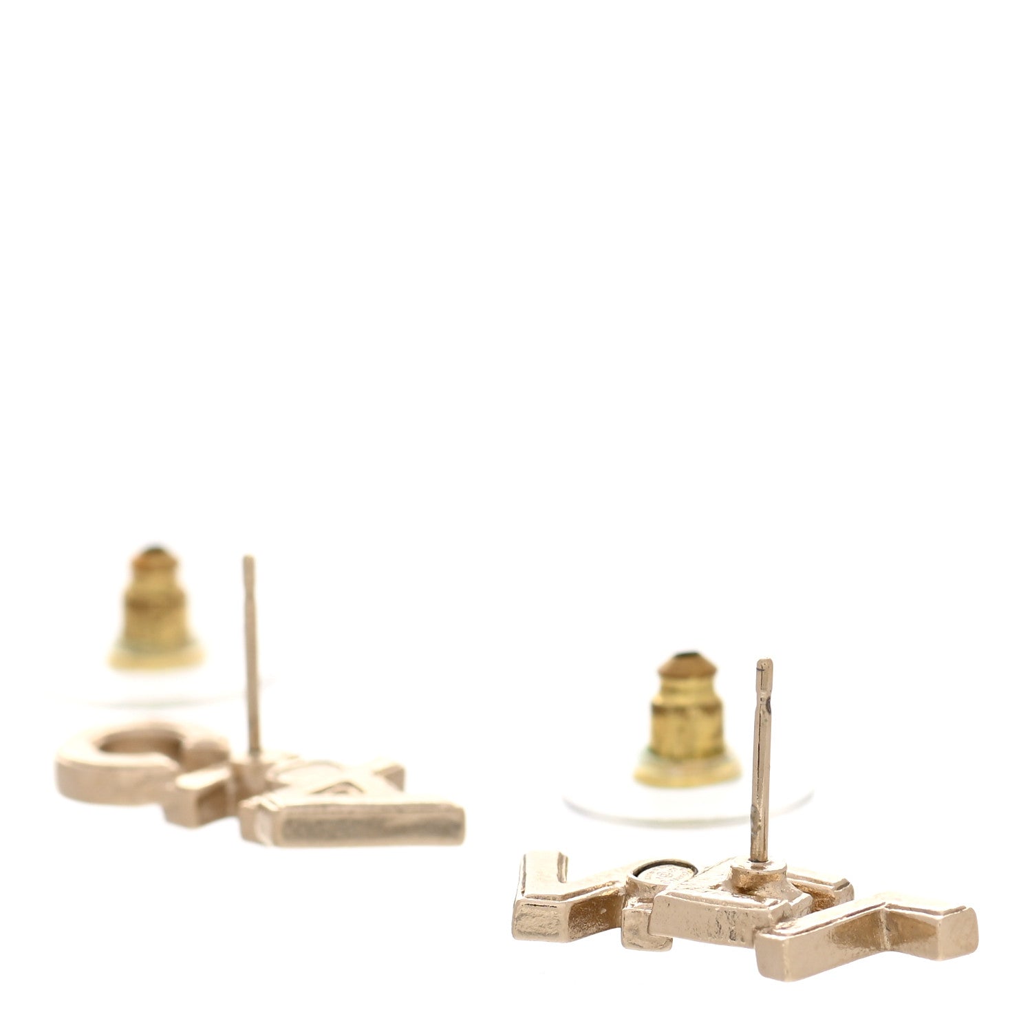 Chanel Crystal Pearl Signature Stud Earrings Gold 3 of 4