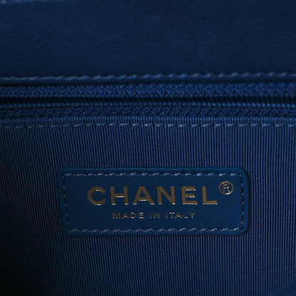 Chanel Calfskin Quilted Metal Top Handle Envelope Flap Blue 5 of 9