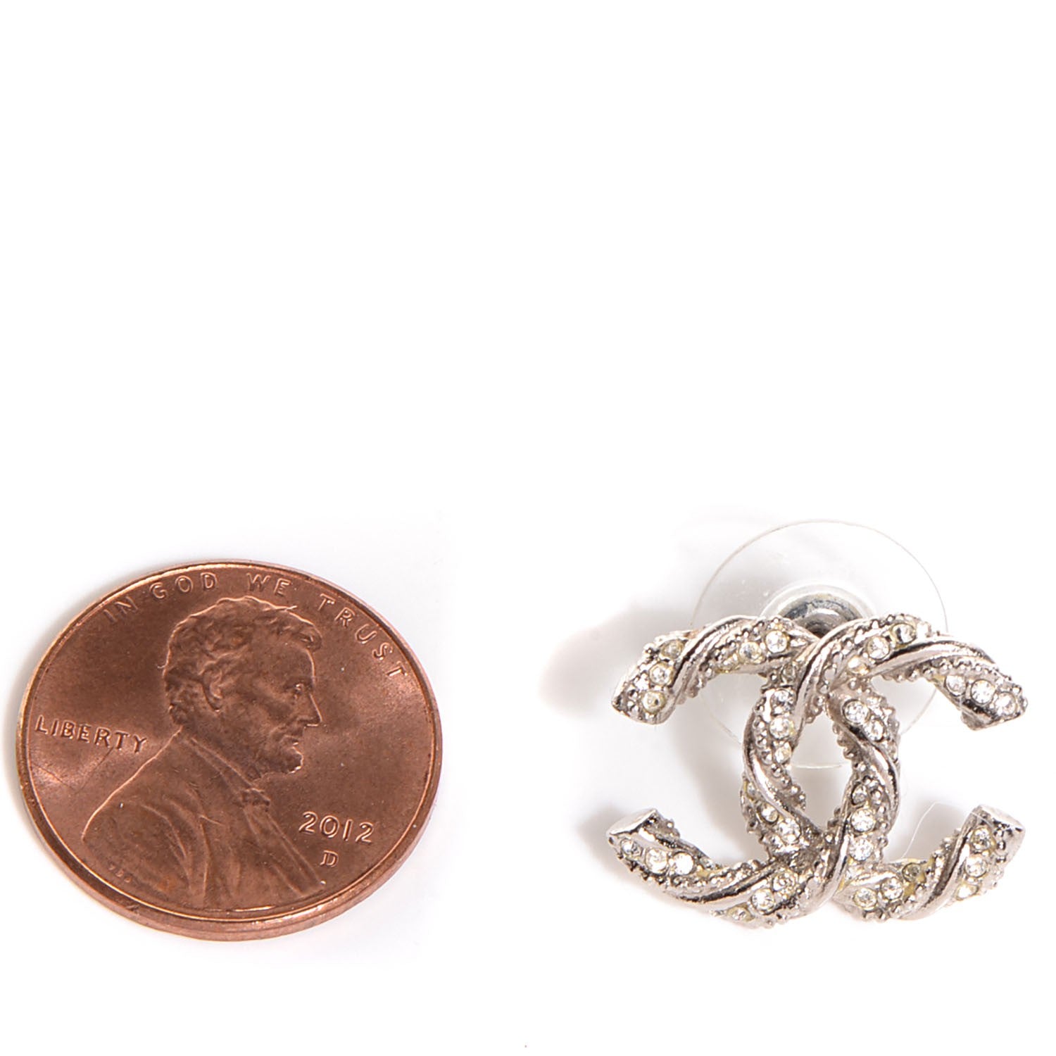 Chanel Crystal CC Earrings Silver 2 of 6