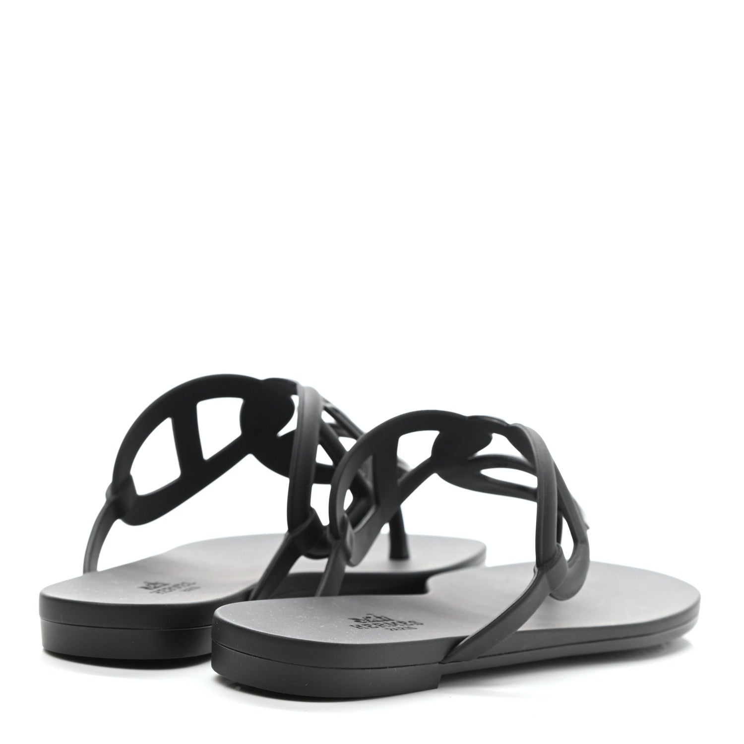 Hermes Rubber Womens Egerie Sandals 36 Black 4 of 9