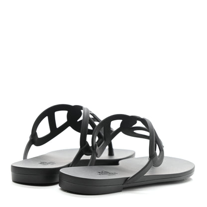 Hermes Rubber Womens Egerie Sandals 36 Black 4 of 9