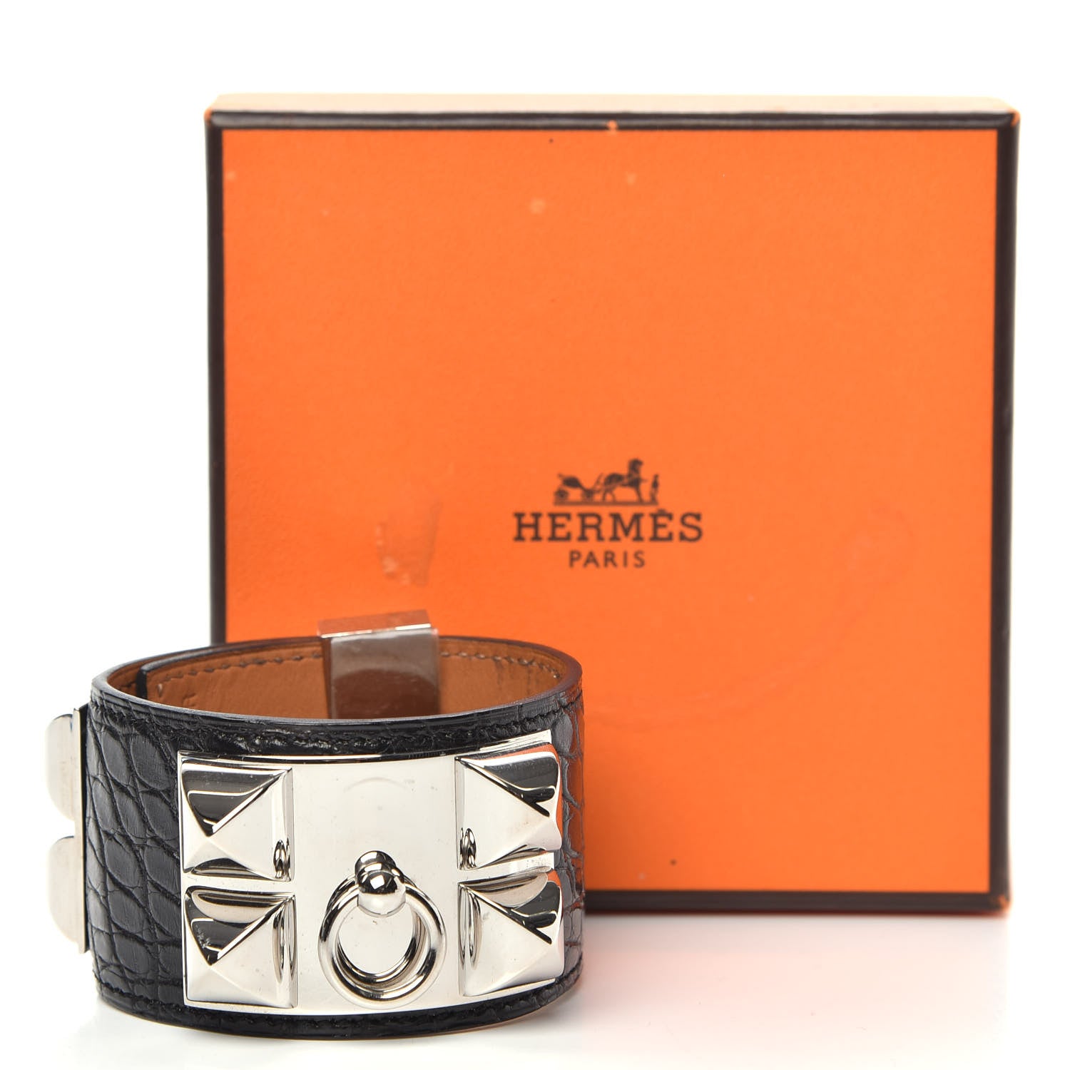 Hermes Matte Alligator Collier De Chien CDC Bracelet S Black 8 of 8