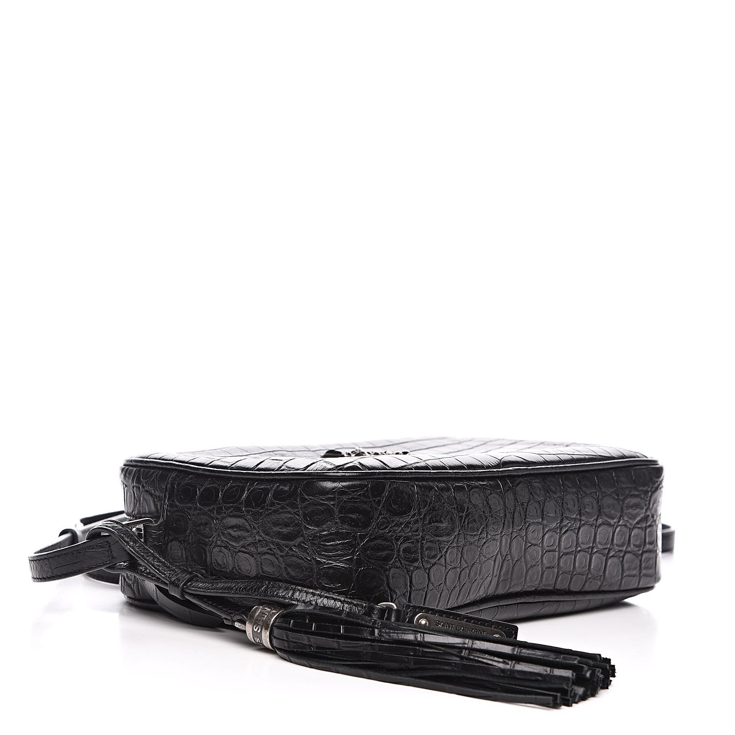 Saint Laurent Calfskin Crocodile Embossed Monogram Lou Camera Bag Black 4 of 11