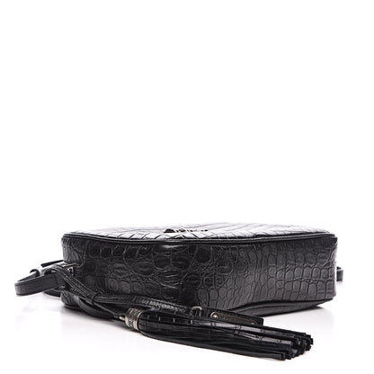 Saint Laurent Calfskin Crocodile Embossed Monogram Lou Camera Bag Black 4 of 11
