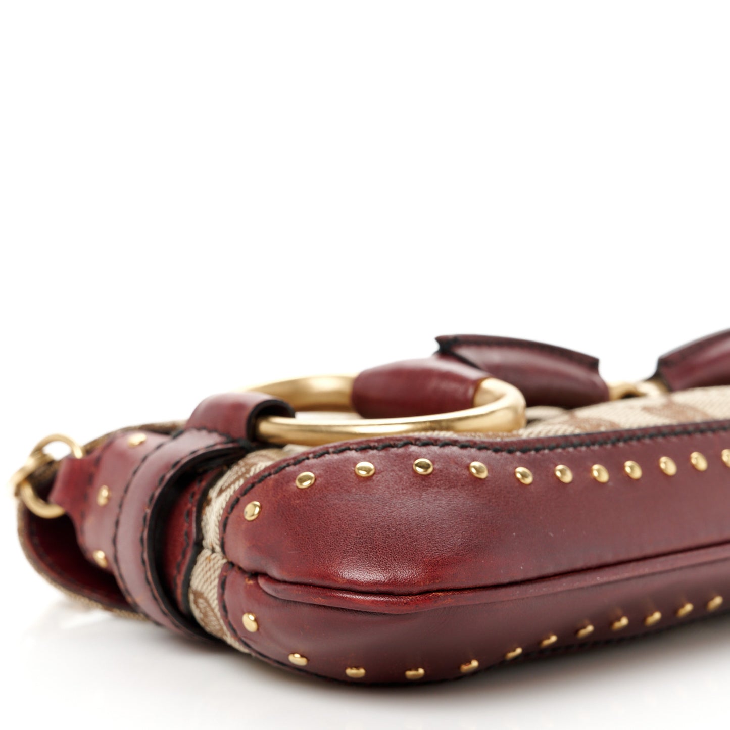 Monogram Studded Small Horsebit Clutch Bordeaux
