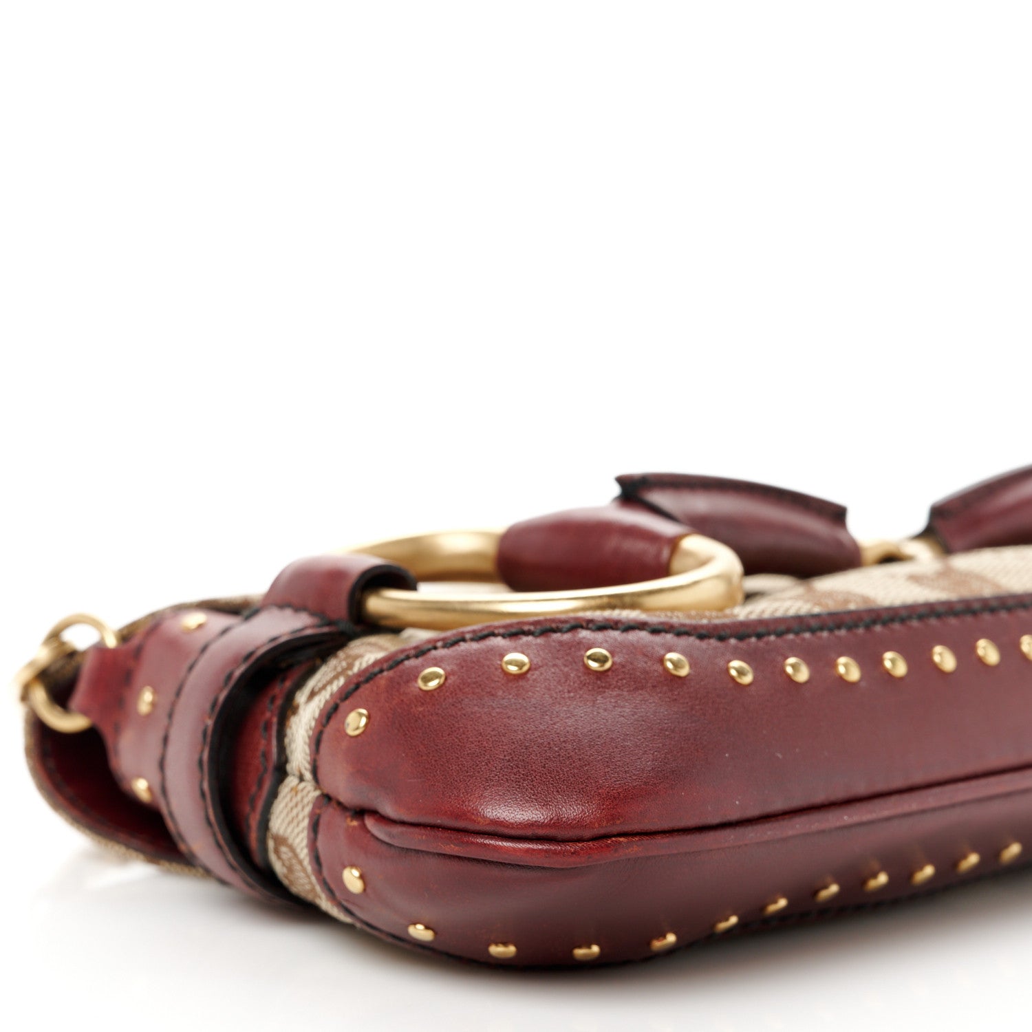 Gucci Monogram Studded Small Horsebit Clutch Bordeaux 9 of 10