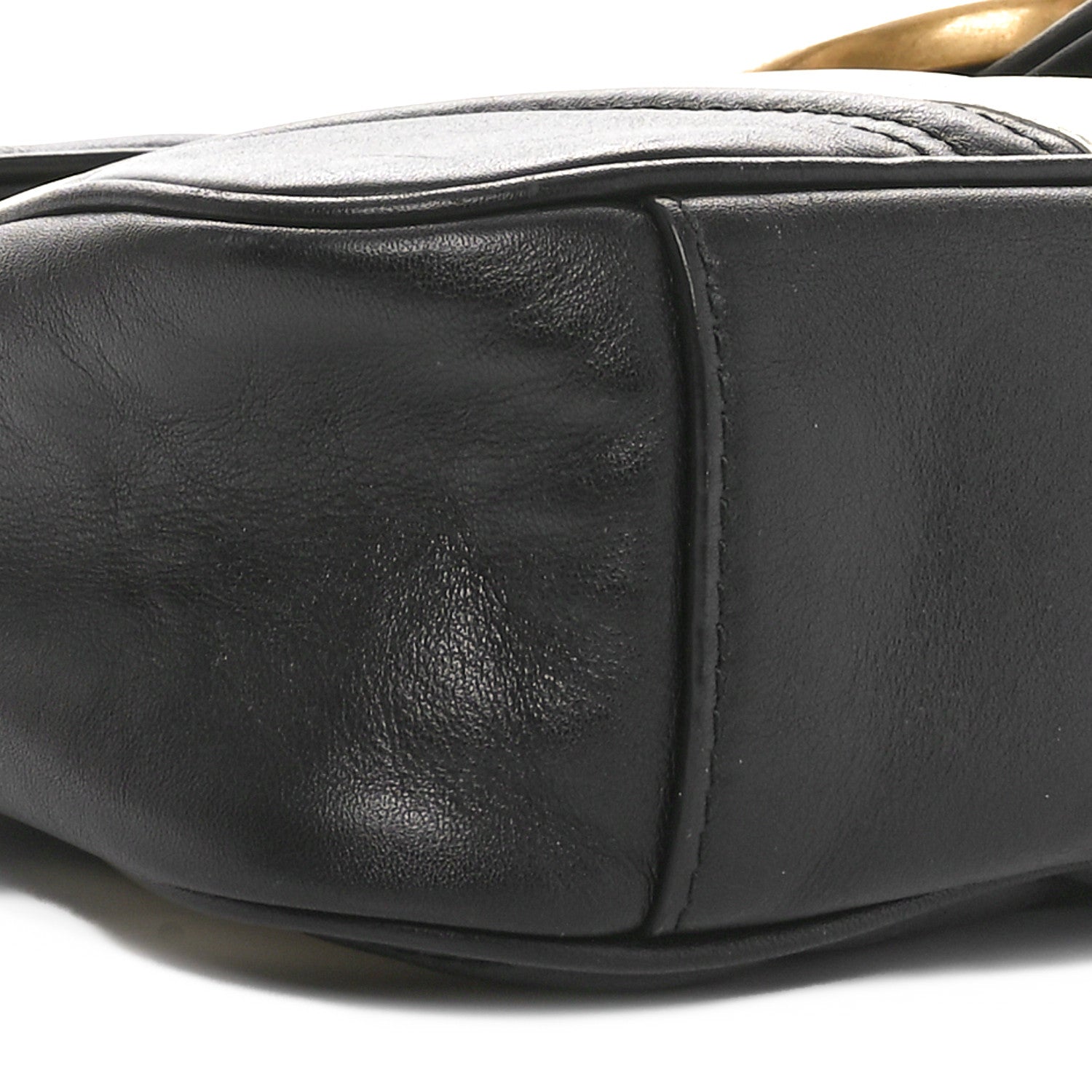 Gucci Calfskin Matelasse Medium GG Marmont Shoulder Bag Black White 9 of 10