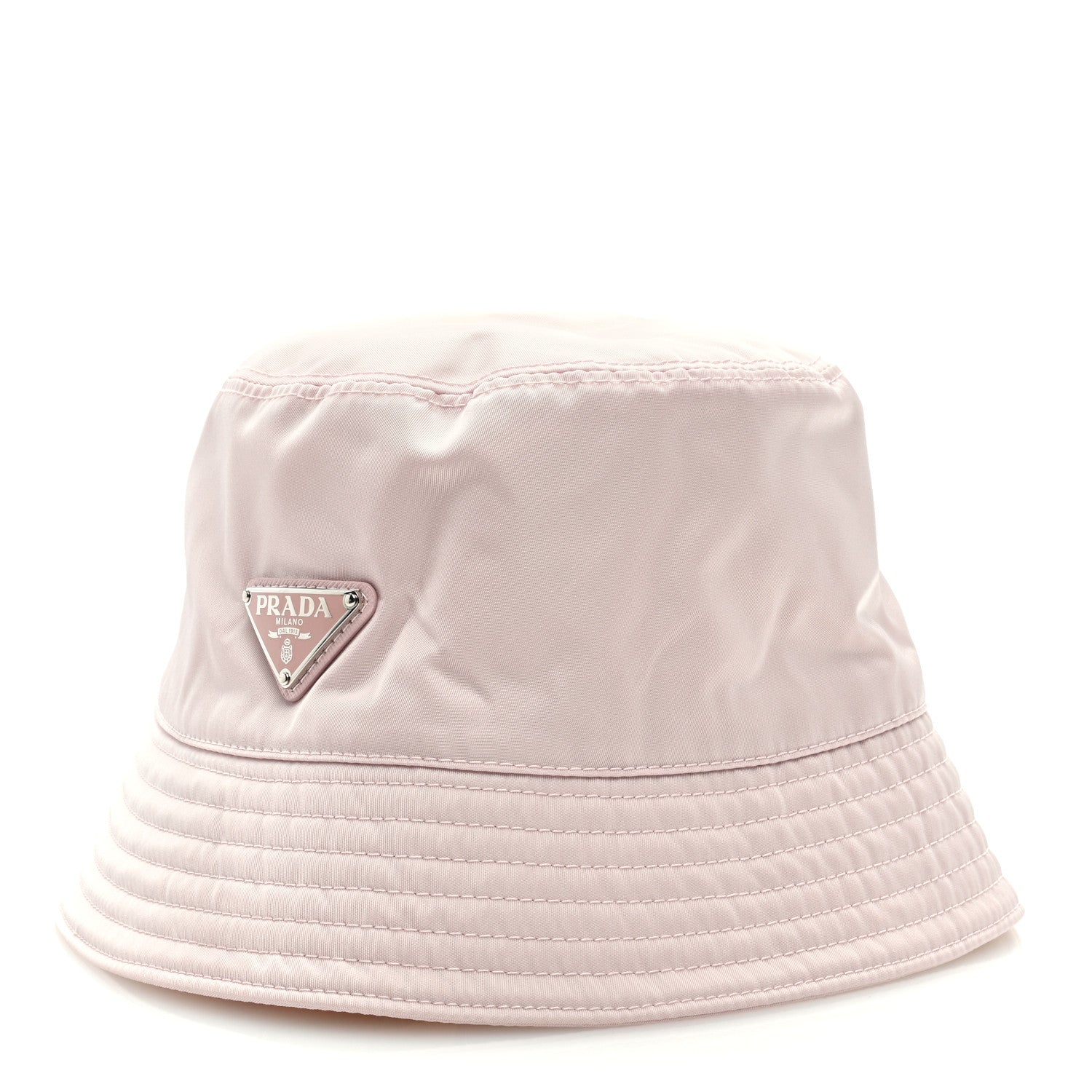Prada Re-Nylon Metal Triangle Logo Womens Bucket Hat M Alabastro 1 of 7
