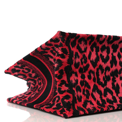 Christian Dior Canvas Mizza Embroidered Medium Leopard Book Tote Fuchsia Multicolor 9 of 10